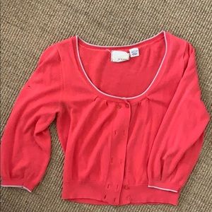 Anthropologie coral cropped sweater